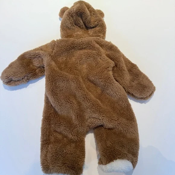 Carter's Brown and White Fleece Bear Footie Zip up Onesie - Picture 5 of 5